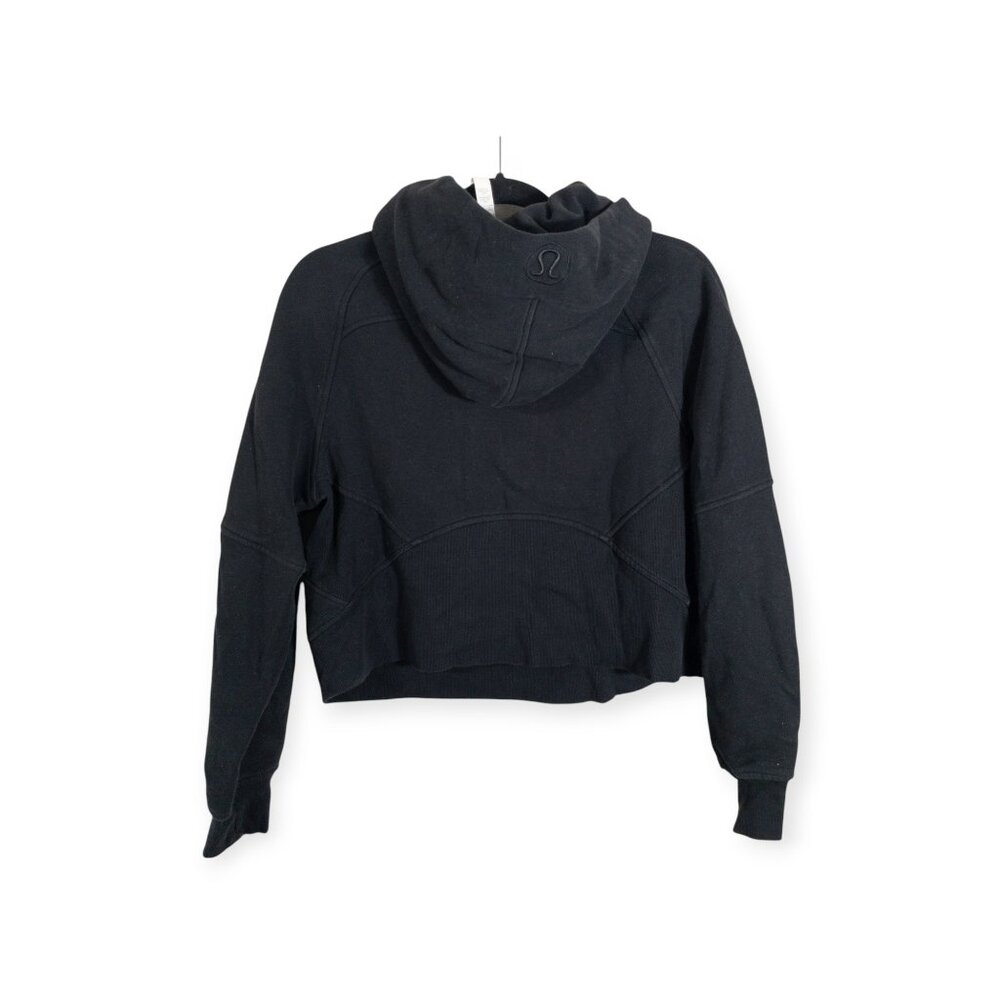 Lululemon Half Zip Hoodie Black Cropped Athleisure SZ XS Scuba Oversized - Picture 6 of 7
